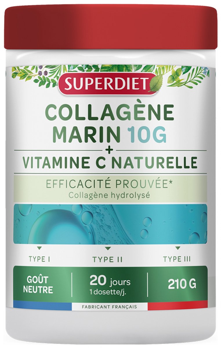 Superdiet Meereskollagen 10g + natürliches Vitamin C Neutraler Geschmack 210g