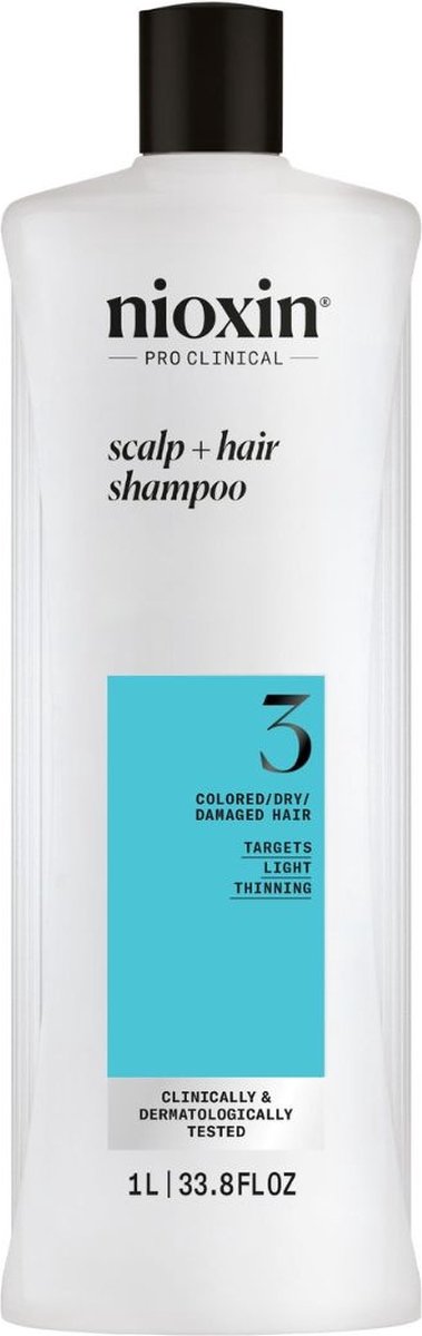 Nioxin System 3 Shampoo für coloriertes/trockenes/geschädigtes Haar und mäßigen Haarausfall 1L