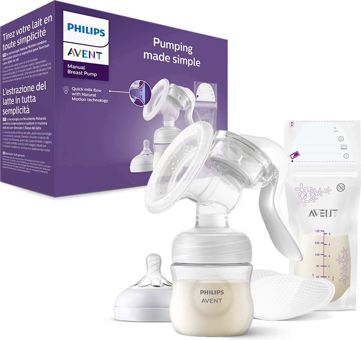 Handpumpe mit Zubehör, SCF430/20, Philips Avent