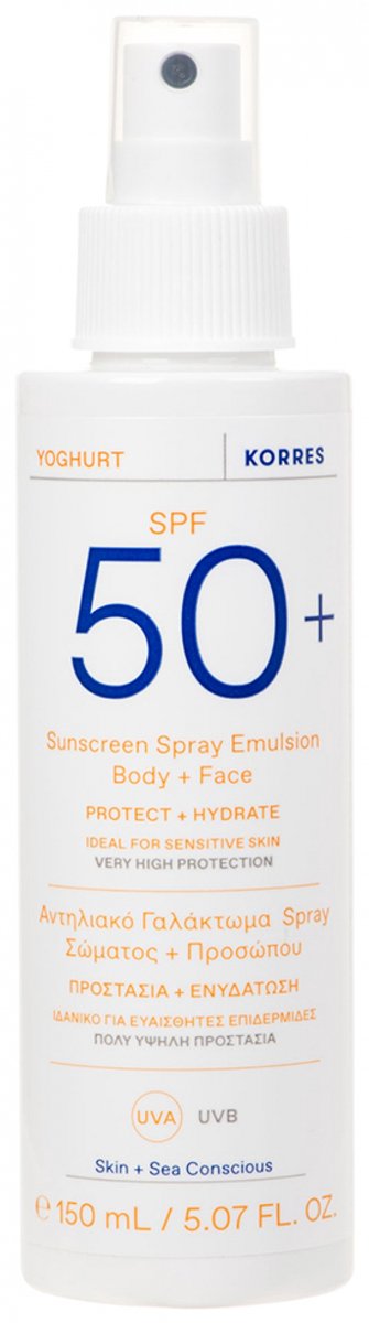 Korres Yoghurt, Schutzspray für Gesicht und Körper, SPF 50+, 150 ml