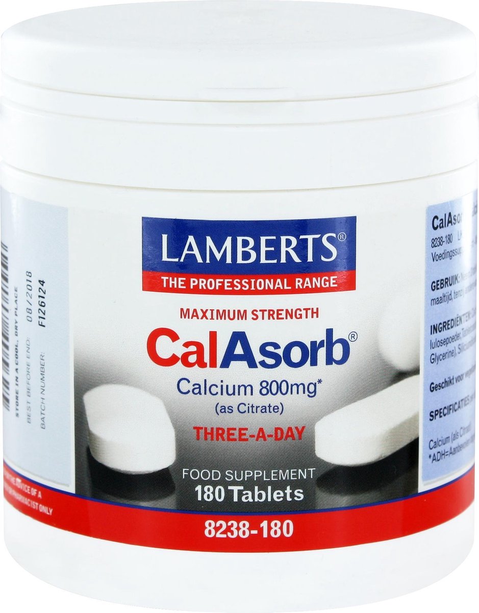 Lamberts CalAsorb Maximale Stärke Kalzium (als Citrat) plus Vitamin D3 800mg 180 Tabletten