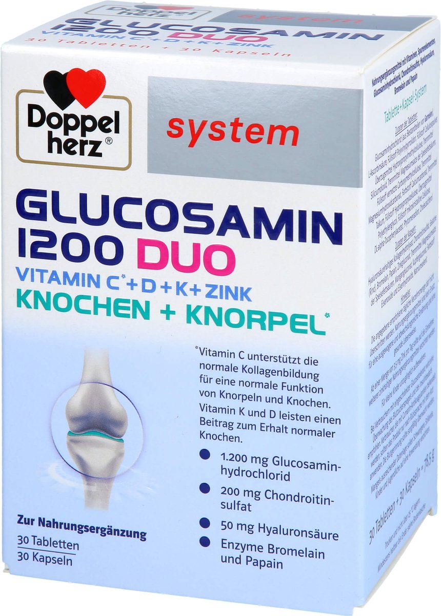 DOPPELHERZ Glucosamin 1200 Duo system Kombipackung 60 St