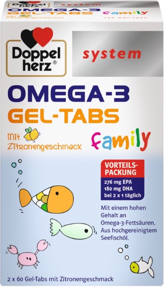 DOPPELHERZ Omega-3 Gel-Tabs family system 120 St