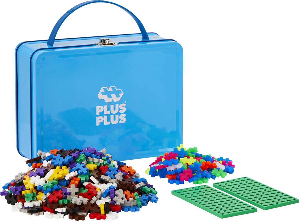 Plus-Plus Baukasten, 600 Teile, tragbar, in Metallbox, Standardfarben