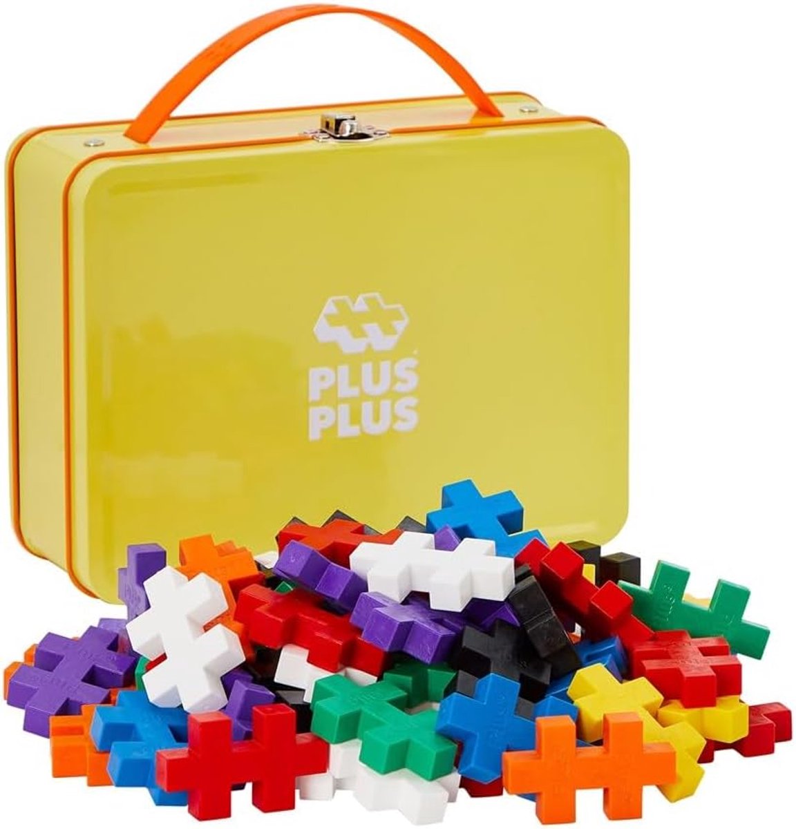 Plus-Plus Baukasten, 70 große Teile, tragbar, in Metallbox, Standardfarben