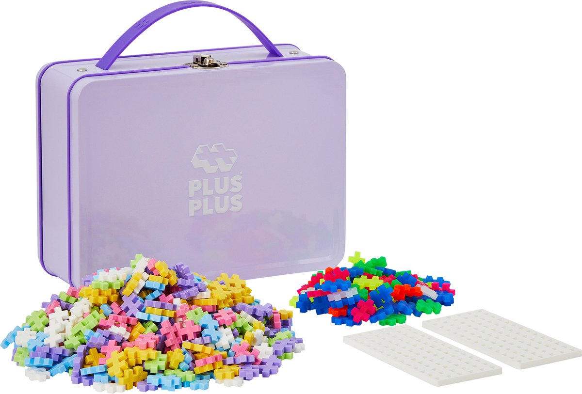Plus-Plus Baukasten, 600 Teile, tragbar, in Metallbox, pastellfarben