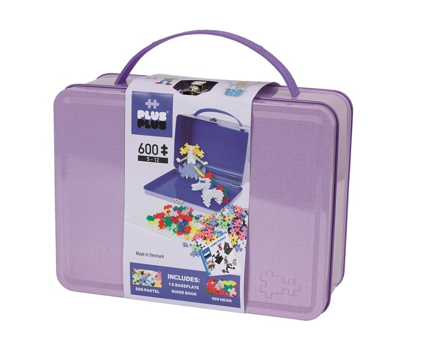 Plus-Plus Baukasten, 600 Teile, tragbar, in Metallbox, pastellfarben