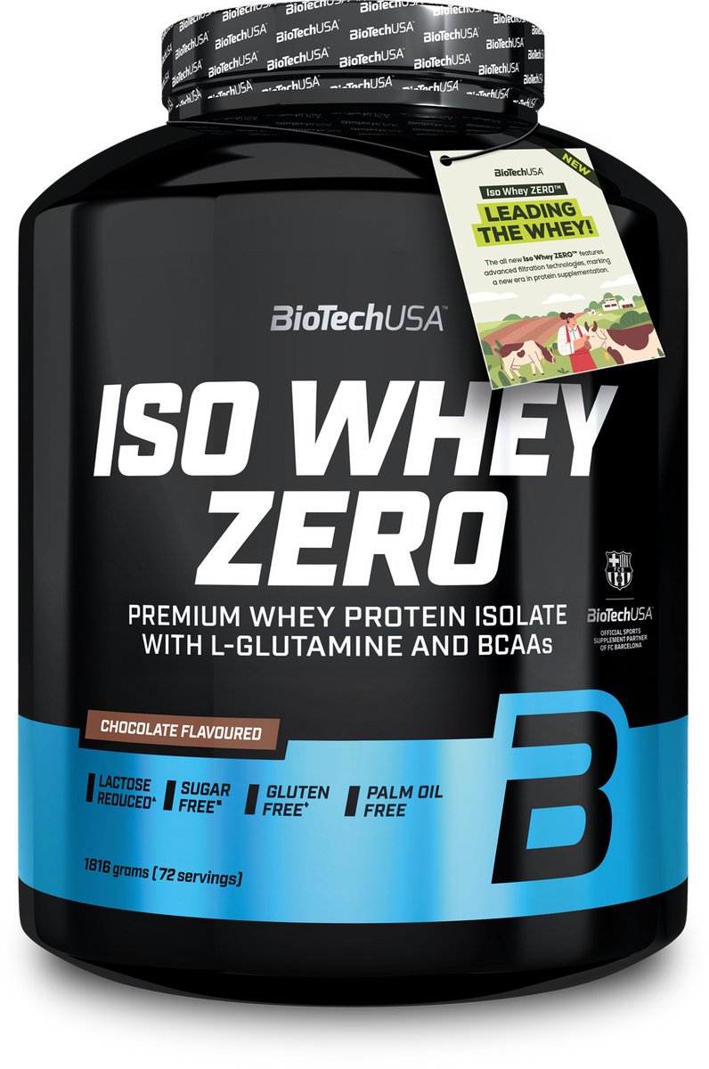 BioTech USA Iso Whey Zero Protein mit Erdbeergeschmack 1816 g