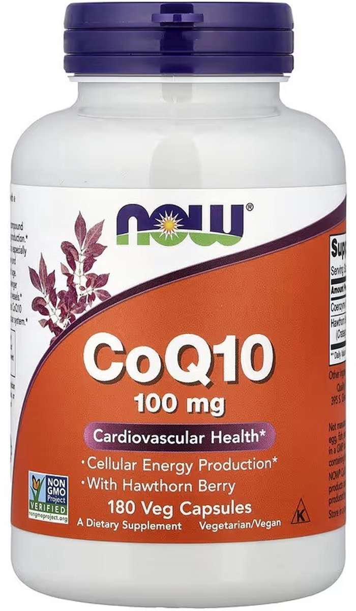 NOW FOODS Coenzym Q10+Weißdorn 180 Kapseln