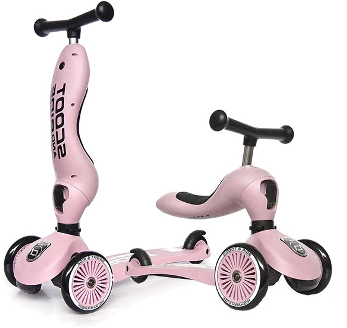 Highwaykik 1, Rose, Scoot & Ride 2-in-1 Cabrio-Roller für Kinder