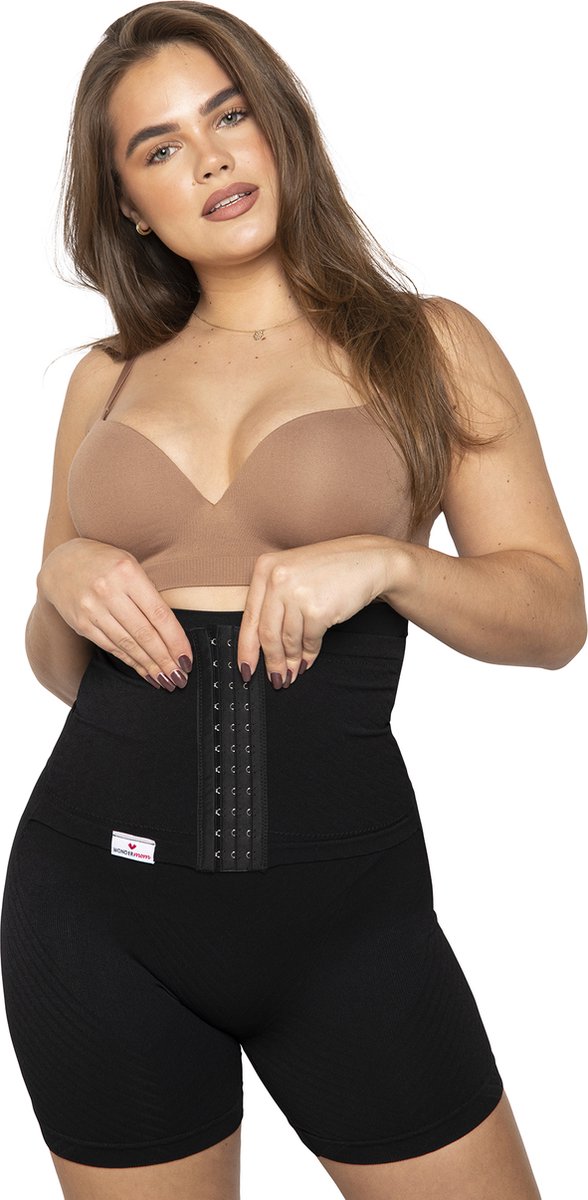 Shaper Strumpfhose mit integriertem postnatalem Bauchgurt, Größe M, Schwarz, Wondermom