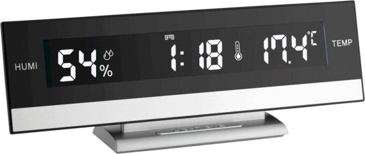 Thermo-Hygrometer mit Uhr und beleuchtetem Alarm, 60.2011, TFA