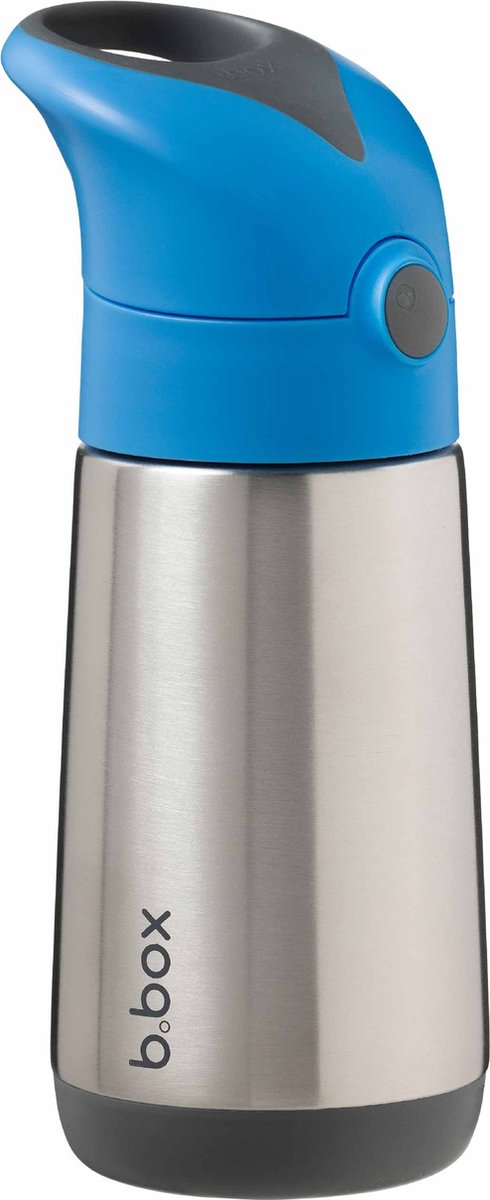 Thermoskanne mit Strohhalm, 350 ml, Blau/Grau, BBOX
