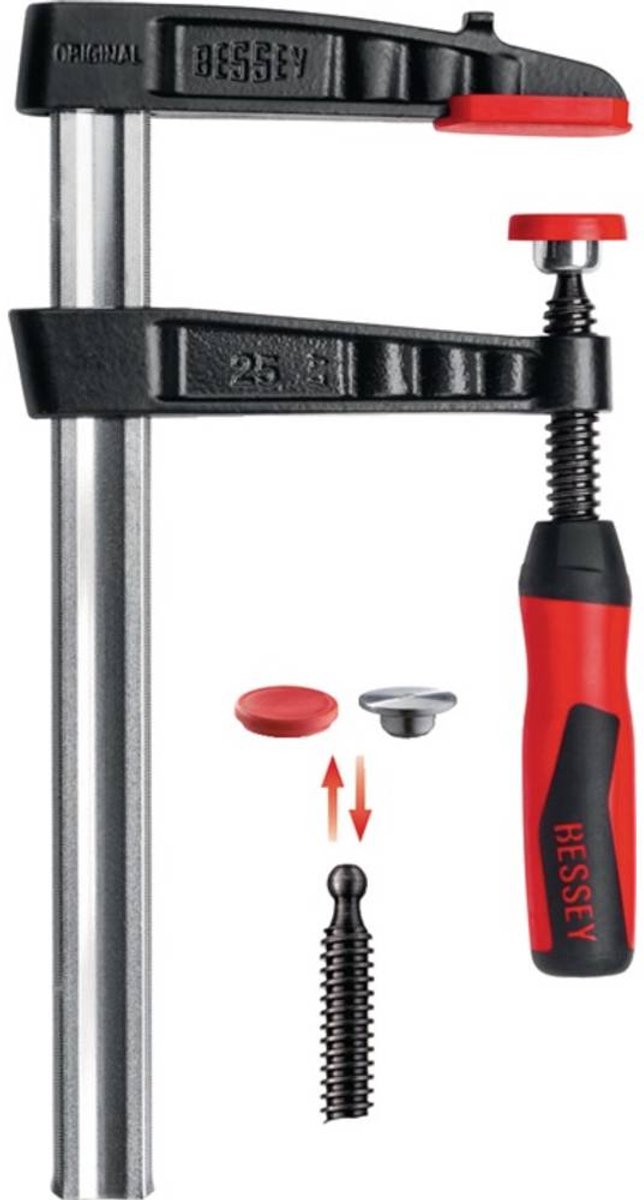 BESSEY Temperguss-Schraubzwinge 300 x 140 mm TG mit 2-Komponenten-Kunststoffgriff TG30-2K