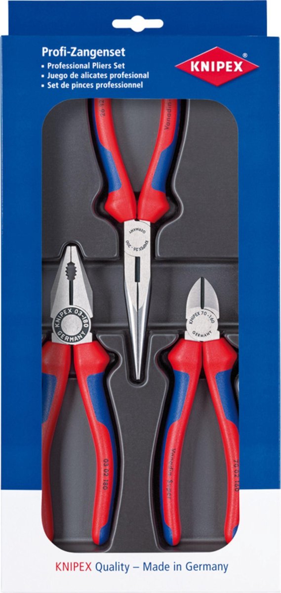 KNIPEX Montage Paket Kombizange Seitenschneider Flachrundzange