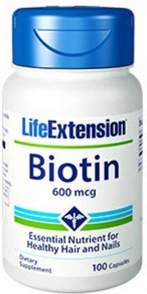 Wsparcie Włosów, Skóry, Paznokci Biotyna Life Extension Biotin 600mcg 100caps