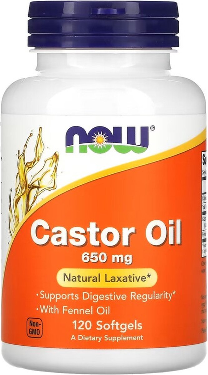 Skóra, Włosy i Paznokcie Now Foods Castol Oil 650mg 120sof