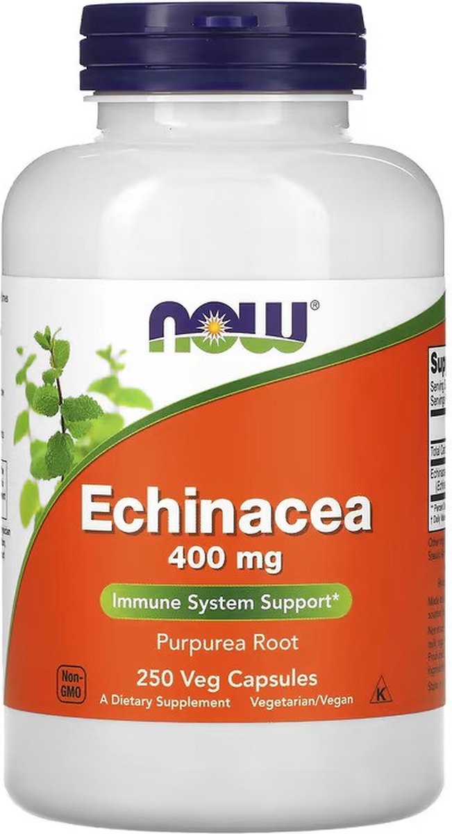 Wsparcie Odporności Jeżówka Now Foods Echinacea 400mg 250vkaps
