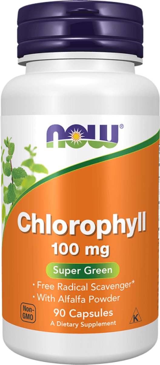Detoks i Antyoksydanty NOW Chlorofil 100mg z lucerną250mg 90kaps