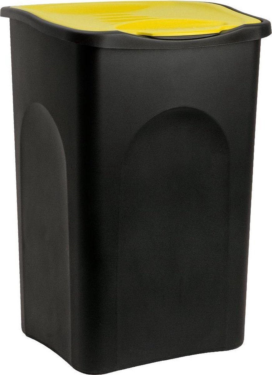 Kosz na śmieci Czarny/Żółty Plastikowy 50L
