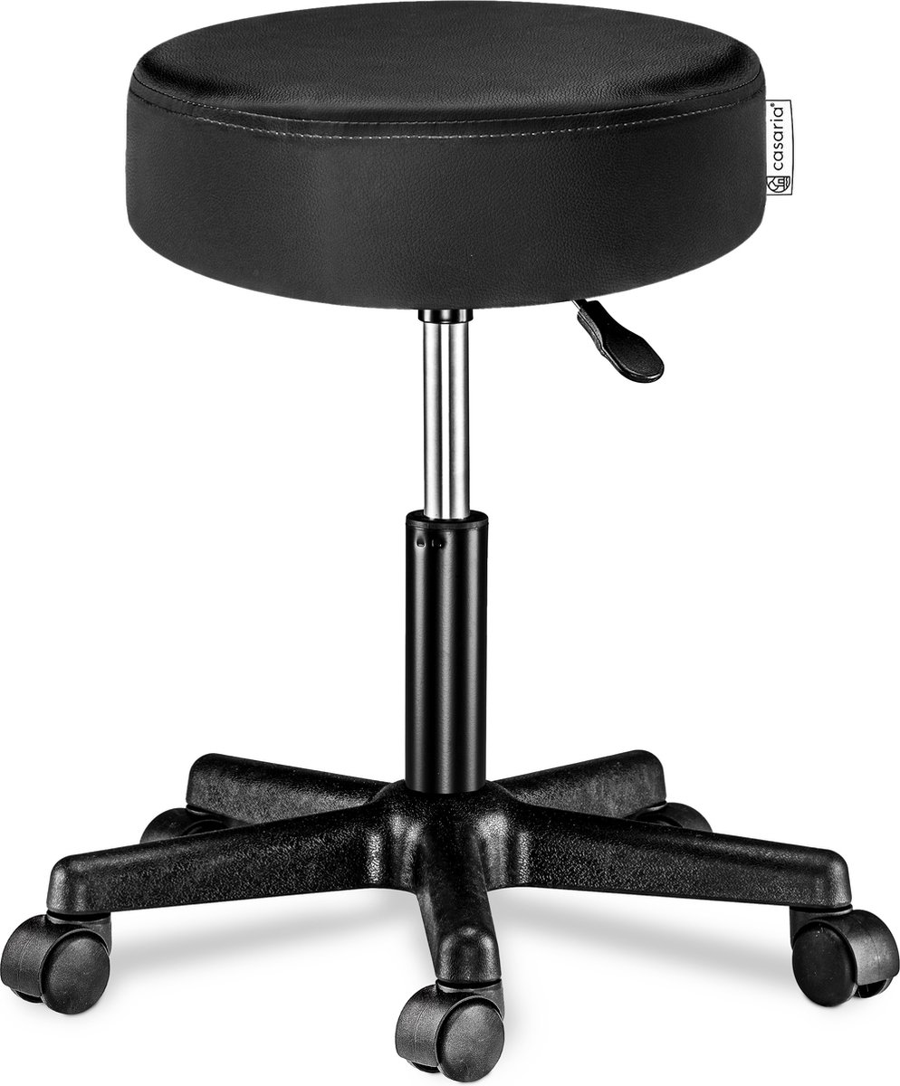 Taboret obrotowy Czarny Imitacja Skóry 360°