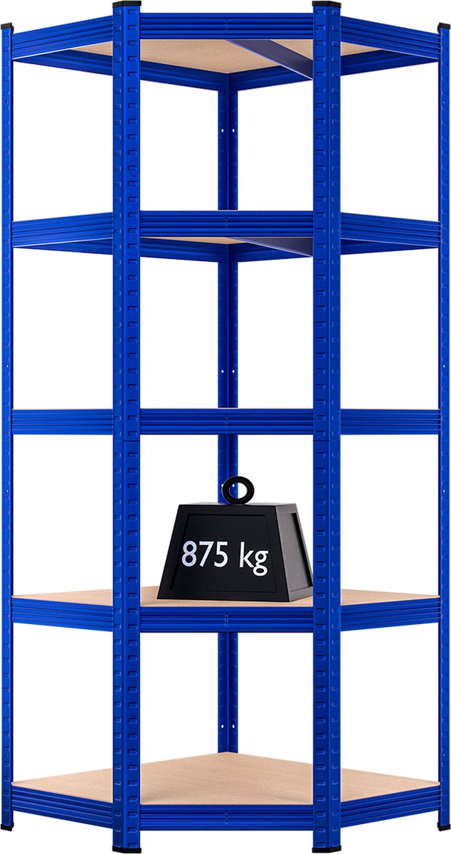 Regał magazynowy metalowy narożny niebieska 180x90x70cm