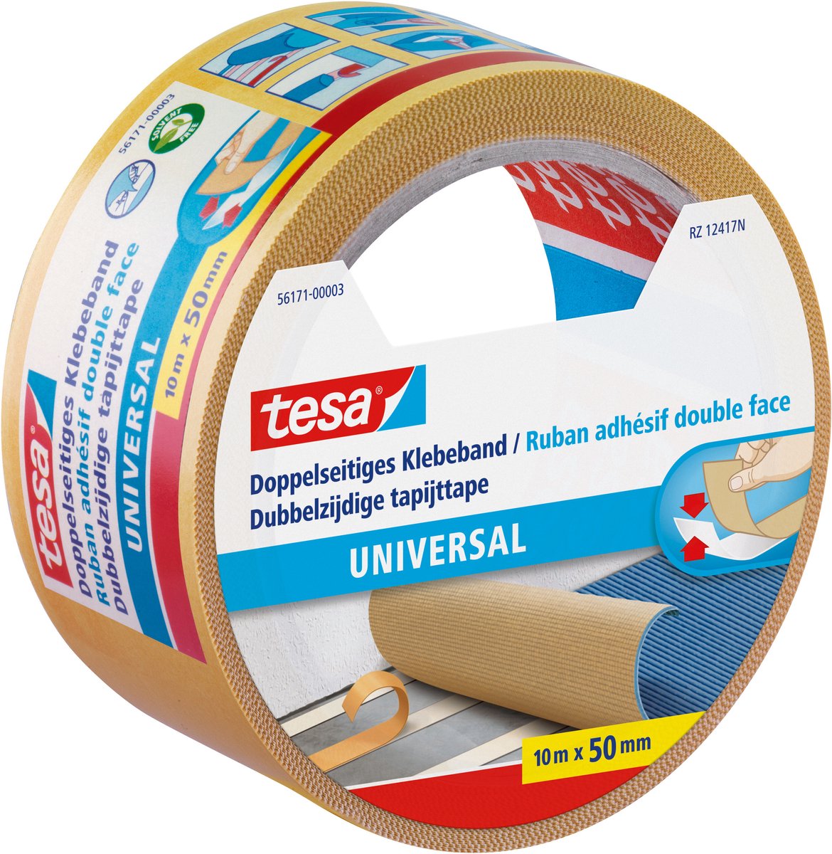 6 x Tesa Verlegeband doppelseitig 50mmx10m gelb
