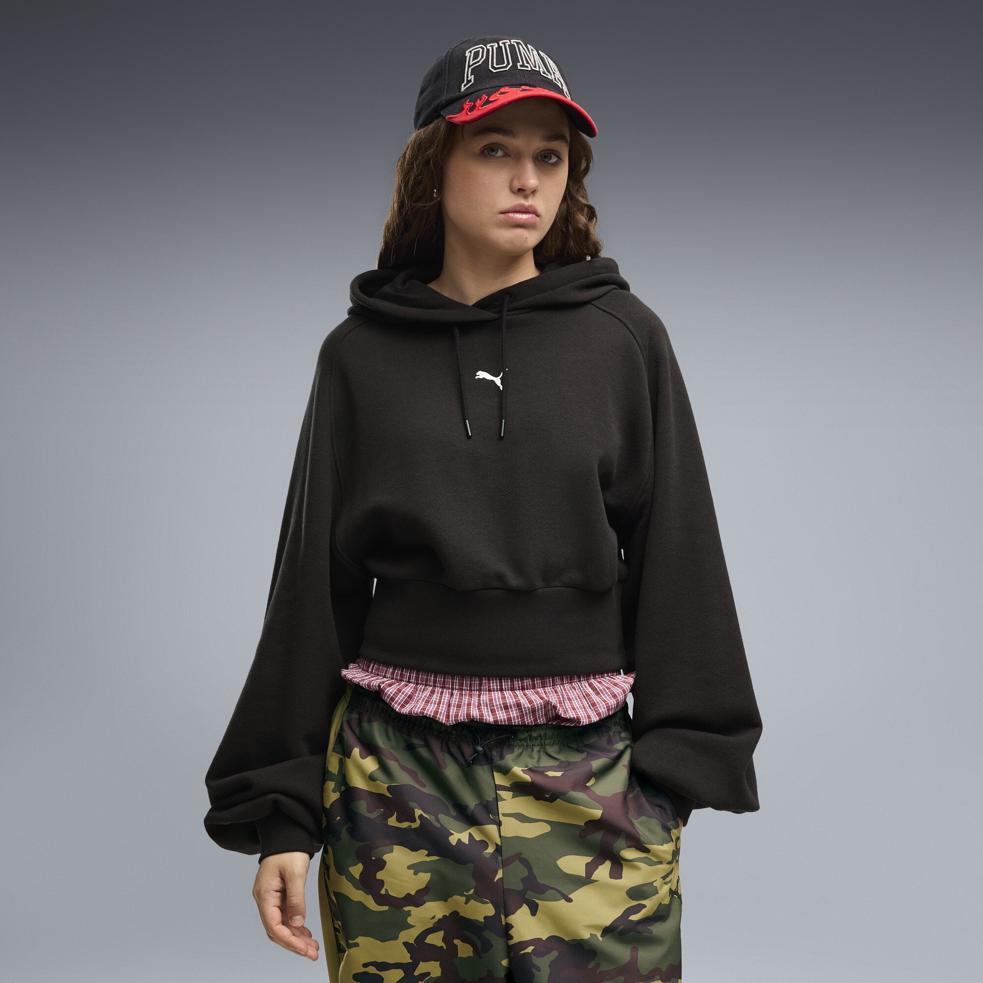 PUMA Essentials Cropped Balloon Sleeve Hoodie Damen, Kleidung, Schwarz, XS