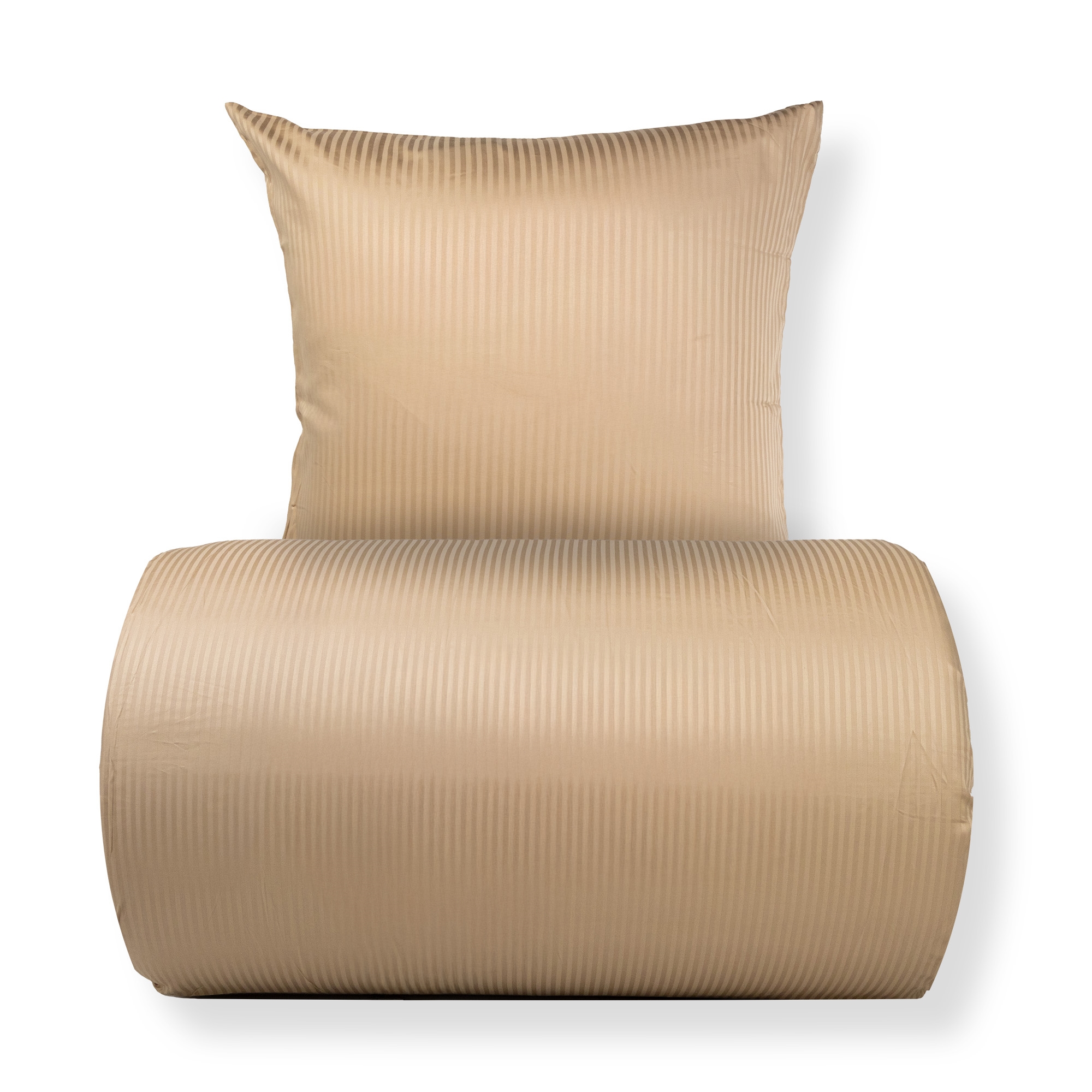 Doppelbettwäsche 200x220 cm - Ägyptische Baumwolle - Beige jacquardgewebte Streifen