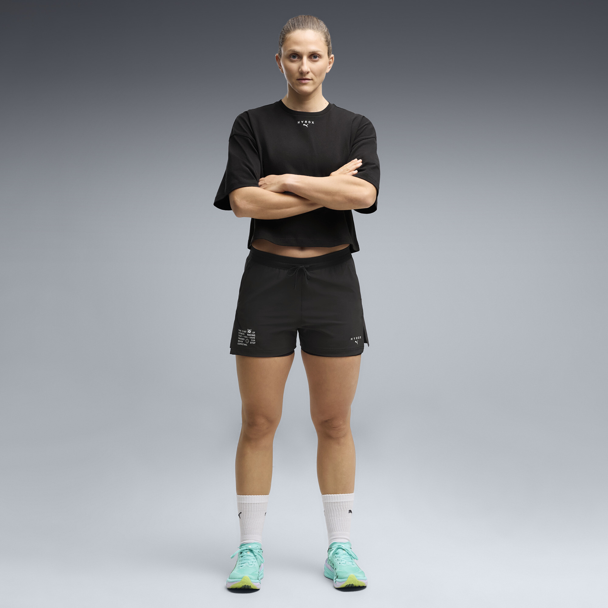 PUMA x HYROX 2-in-1 Shorts Damen, Accessoires, Schwarz, M