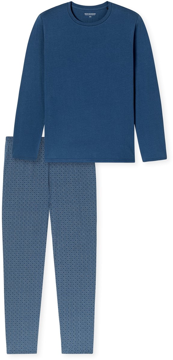 Schlafanzug lang navy gemustert - Casual Essentials 58