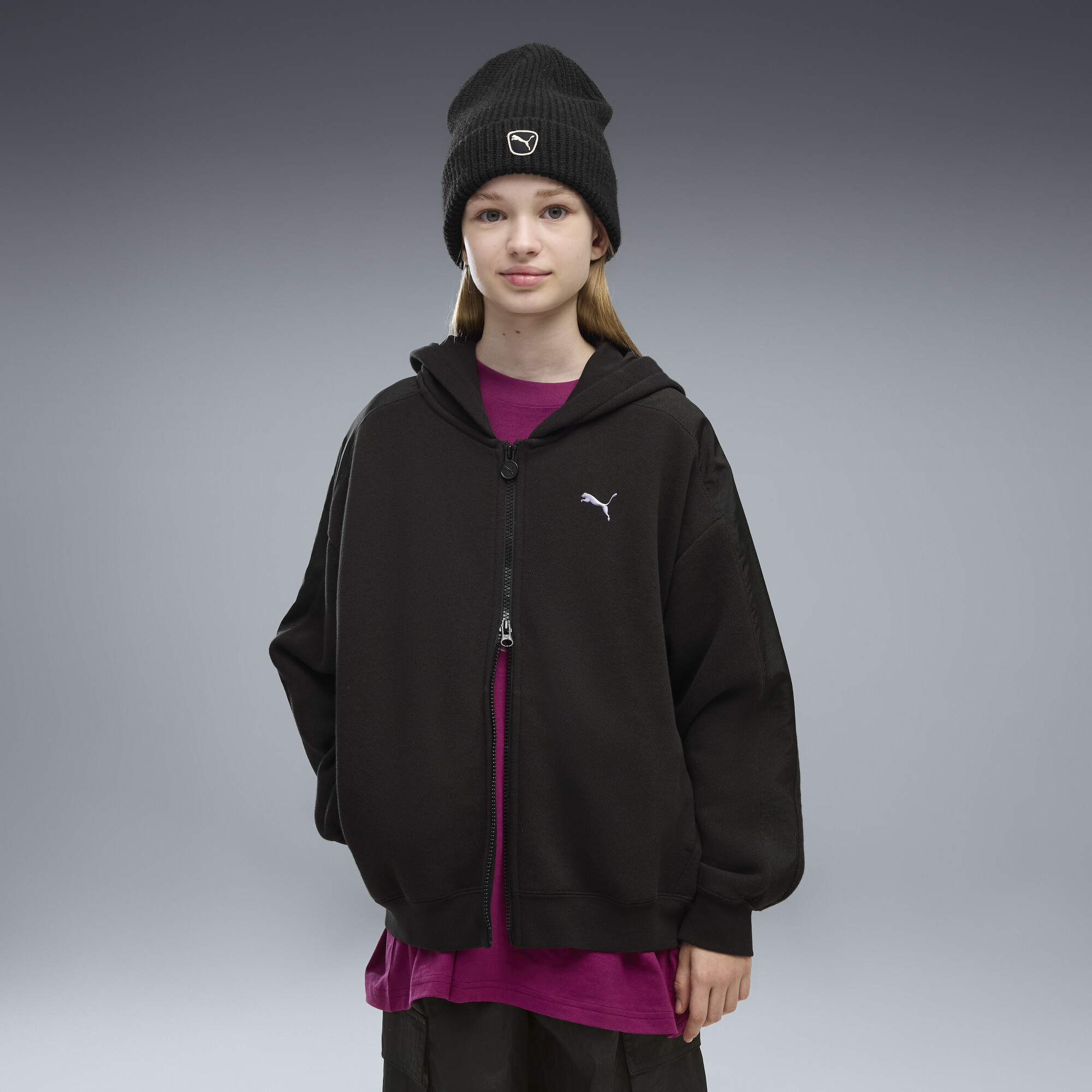PUMA T7 Midnight Shadow Oversized Jacke mit Reißverschluss Teenager, Accessoires, Schwarz, 15-16Y
