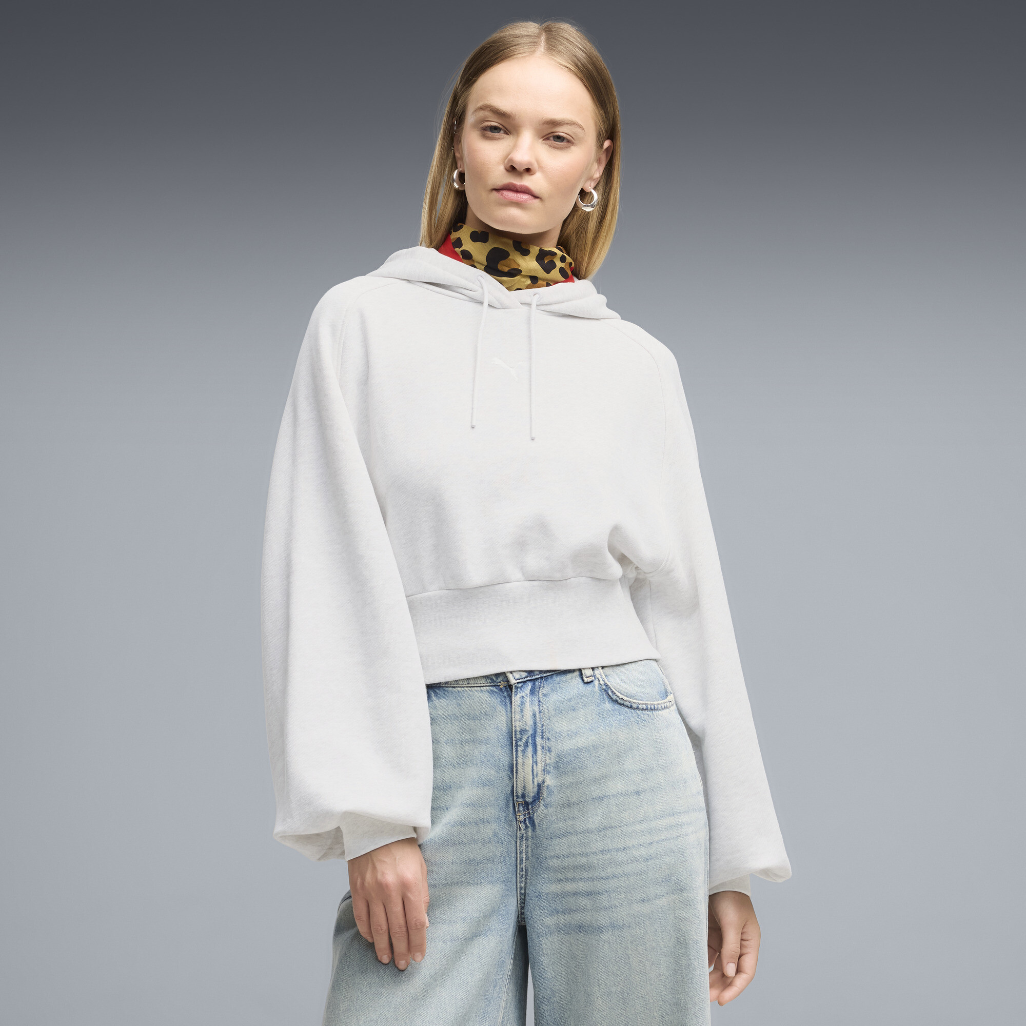 PUMA Essentials Cropped Balloon Sleeve Hoodie Damen, Kleidung, Weiß, L