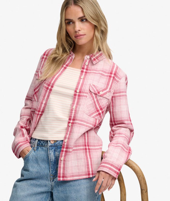 Superdry Damen Lumberjack Karo-flanellhemd Pink - Größe: 40