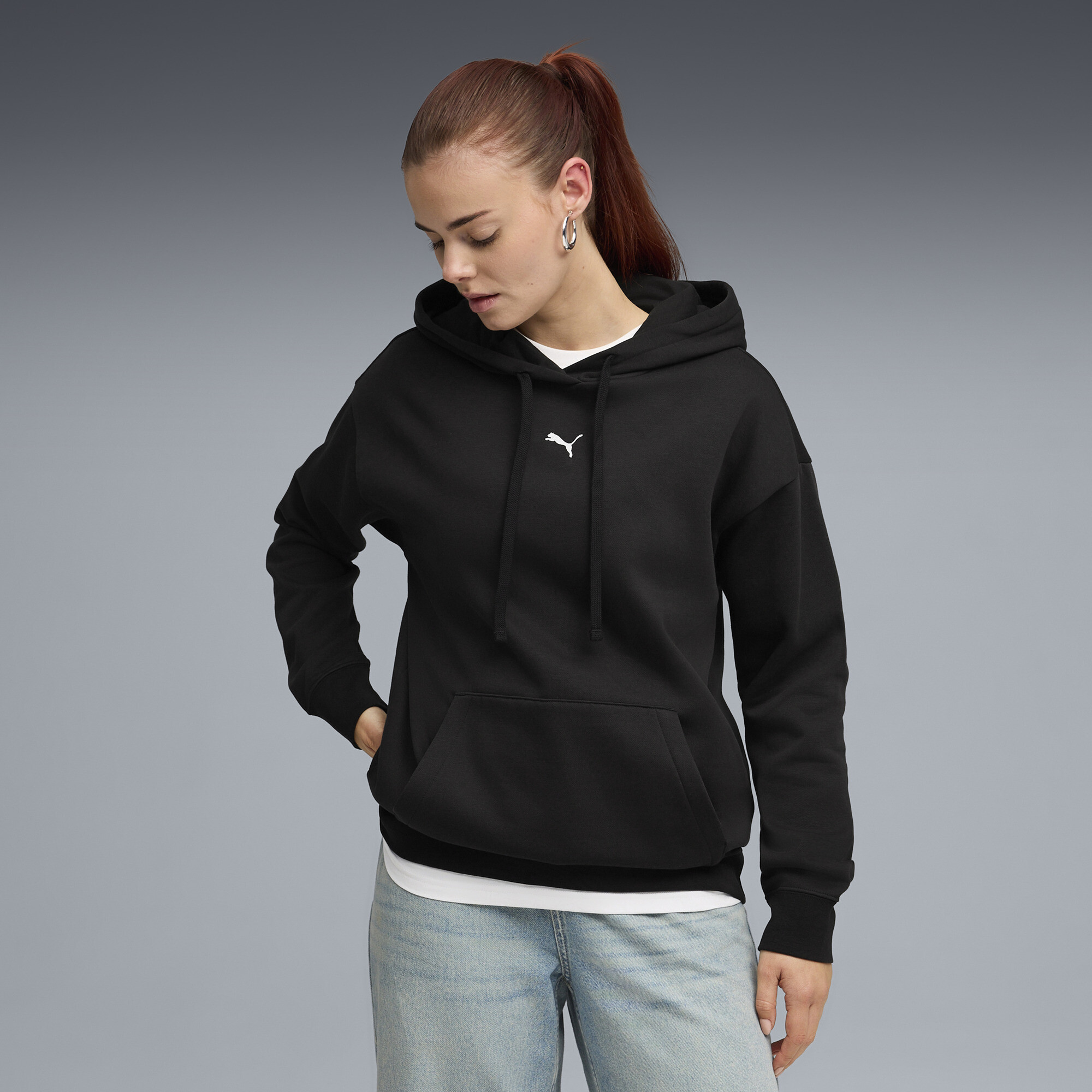 PUMA Essentials Fleece Relaxed Hoodie Damen, Kleidung, Schwarz, XL