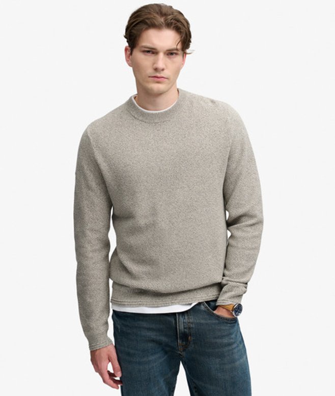 Superdry Herren Pullover mit Strukturstrick Lockerer Passform Grey - Größe: XL
