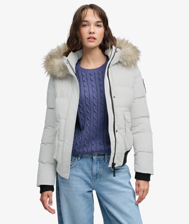 Superdry Damen Everest Ella Bomberjacke Light Grey - Größe: 38