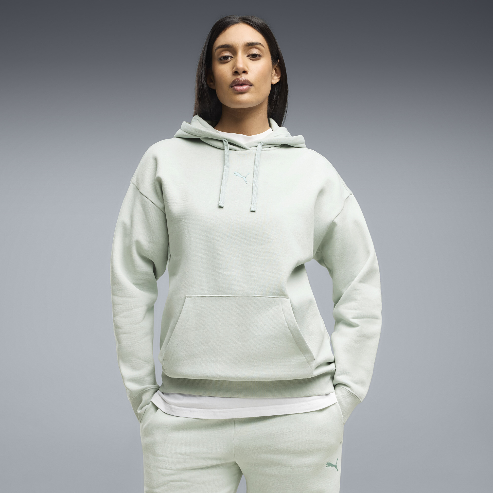 PUMA Essentials Fleece Relaxed Hoodie Damen, Kleidung, Grün, M
