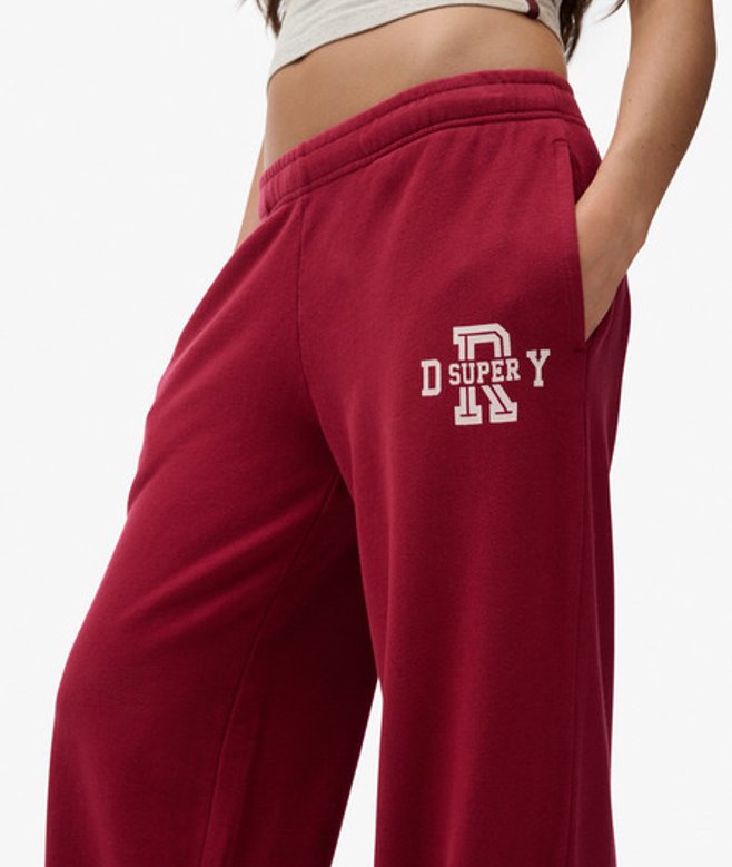 Superdry Damen Athletic Essentials Jogginghose mit Weitem Bein Red - Größe: 44