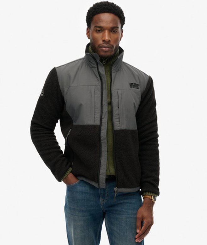 Superdry Herren Polar Fleece Hybrid Trekker-jacke Black - Größe: Xxl