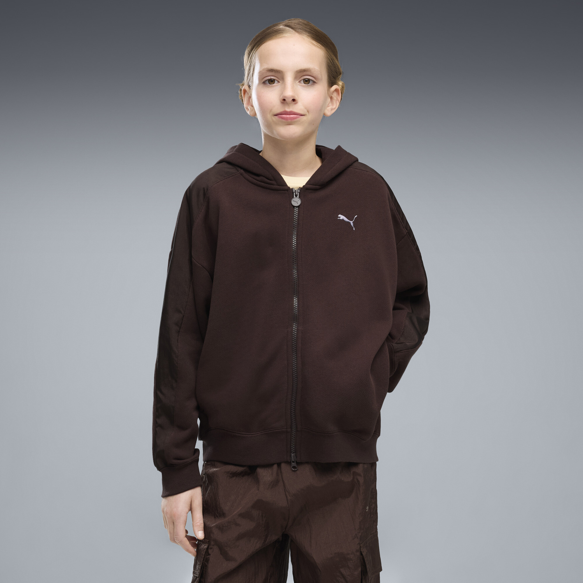 PUMA T7 Midnight Shadow Oversized Jacke mit Reißverschluss Teenager, Accessoires, Braun, 9-10Y