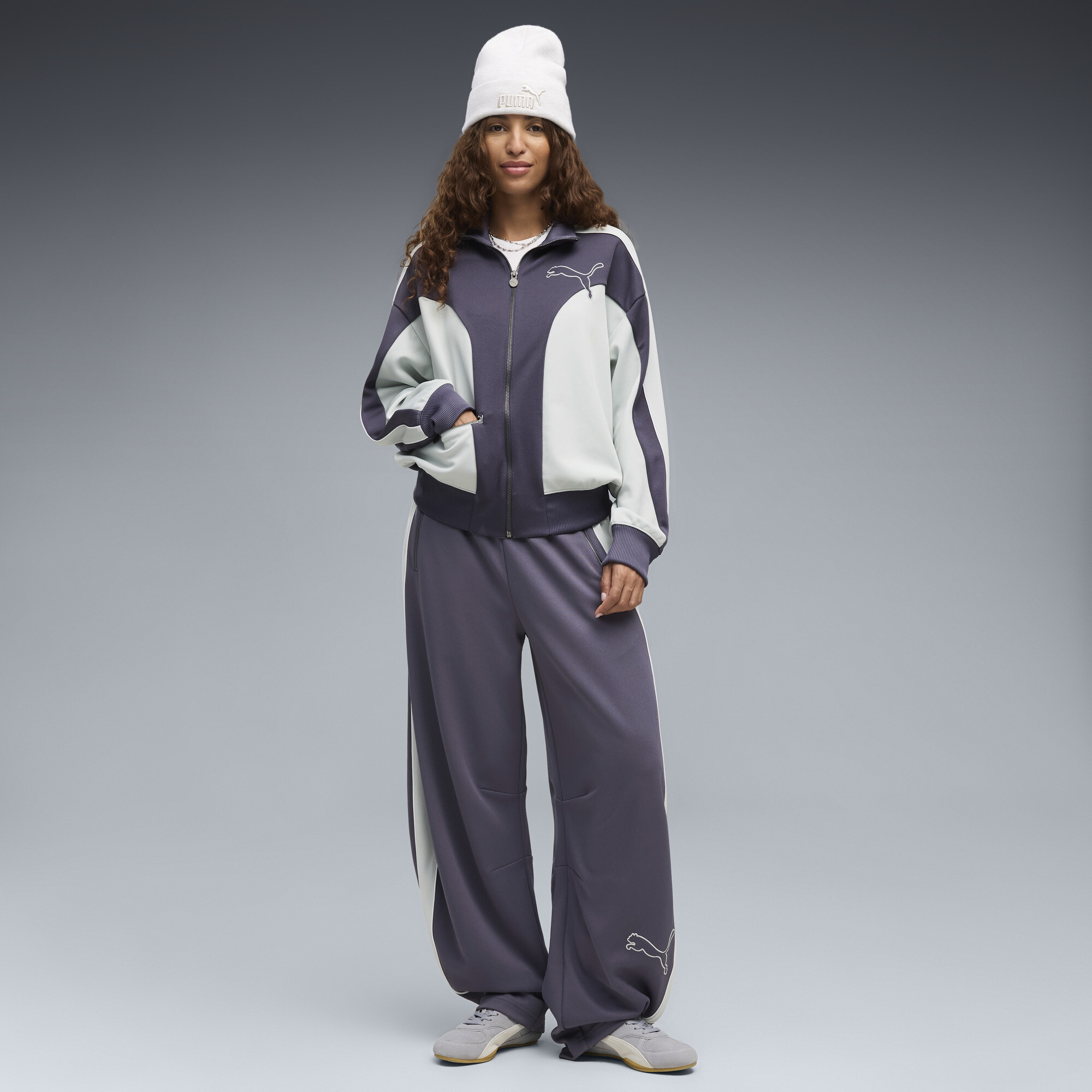PUMA T7 Love Of The Cat Relaxed Barrel Trainingshose Damen, Kleidung, Grau, S