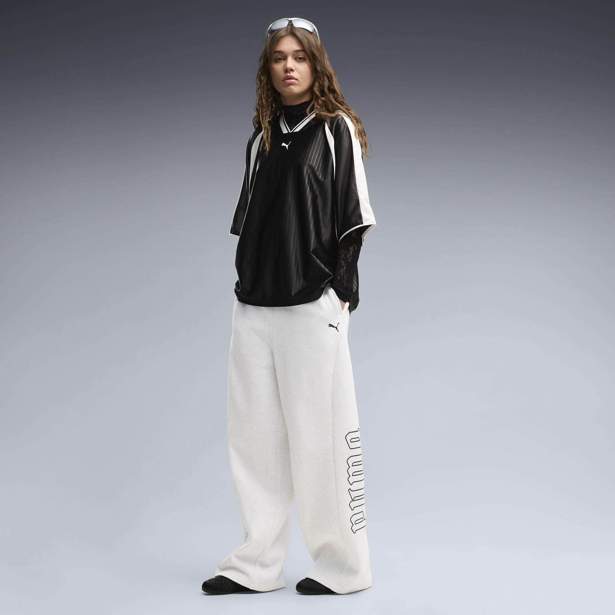 PUMA Street Glam Slouchy Bedazzled Oversized Hose Damen, Accessoires, Weiß, S