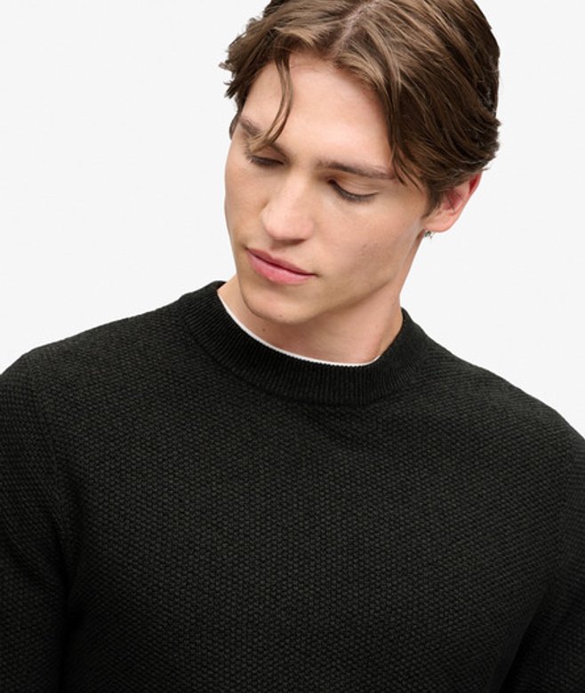 Superdry Herren Pullover mit Strukturstrick Lockerer Passform Black - Größe: M