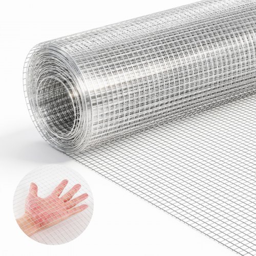VEVOR Hästnät, 6,3 mm 0,4 x 6 m 0,5 mm diameter hönsnät, varmförzinkad efter svetsning metalltrådsrulle, trädgårdsväxtsvetsad stängselrulle, stöd för fjäderfänät burstängsel