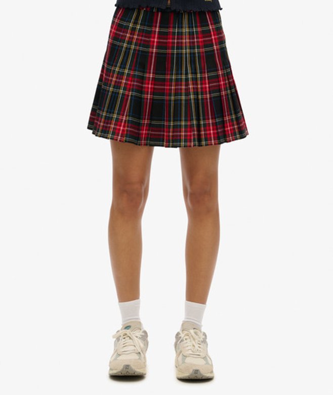Superdry Damen Minirock mit Karomuster Lila - Größe: 40