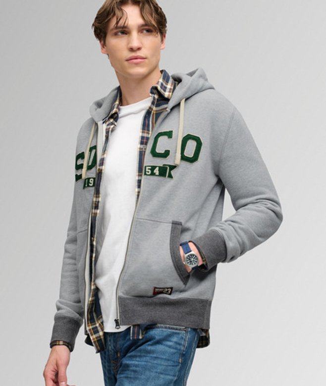 Superdry Herren Sd & co. Kapuzenjacke mit Lockerer Passform Grey - Größe: S