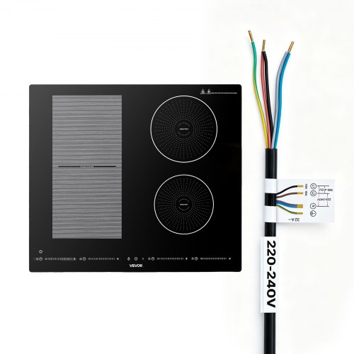 VEVOR Induction Cooktop 60 cm 4 Burners Built-in Electric Stove 220V 7200W, Countertop Induction Burner, with 9 Power Levels, LED Touch Screen, Ceramic Glass Surface, Child Lock, for Kitchen, RV