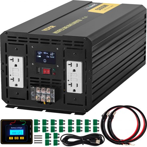 VEVOR Power Inverter Modified Sine Wave Inverter 5000W DC 12V to AC 110V LCD