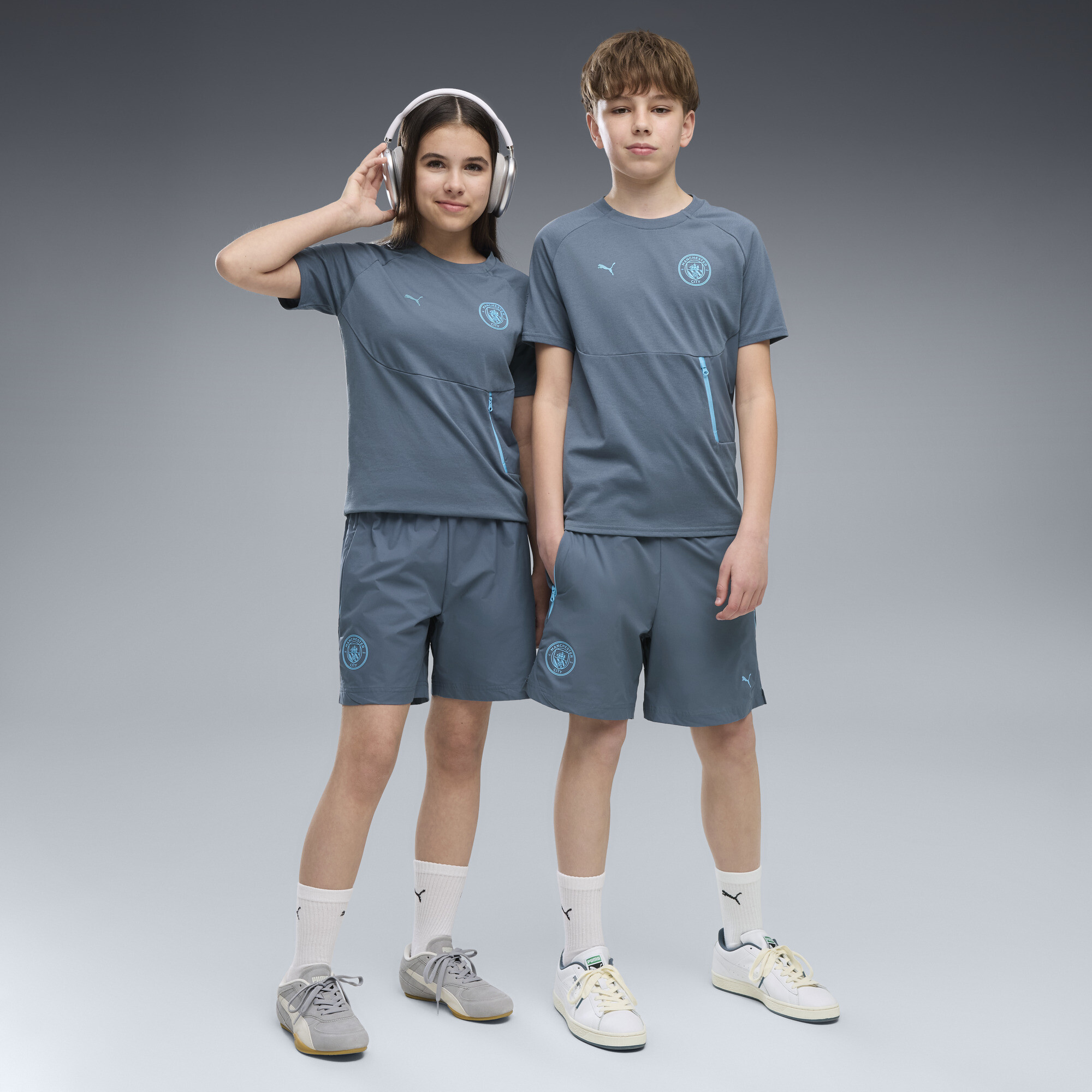 Manchester City PUMATECH Relaxed Gewebte Shorts Teenager, Kleidung, Grau, 9-10Y